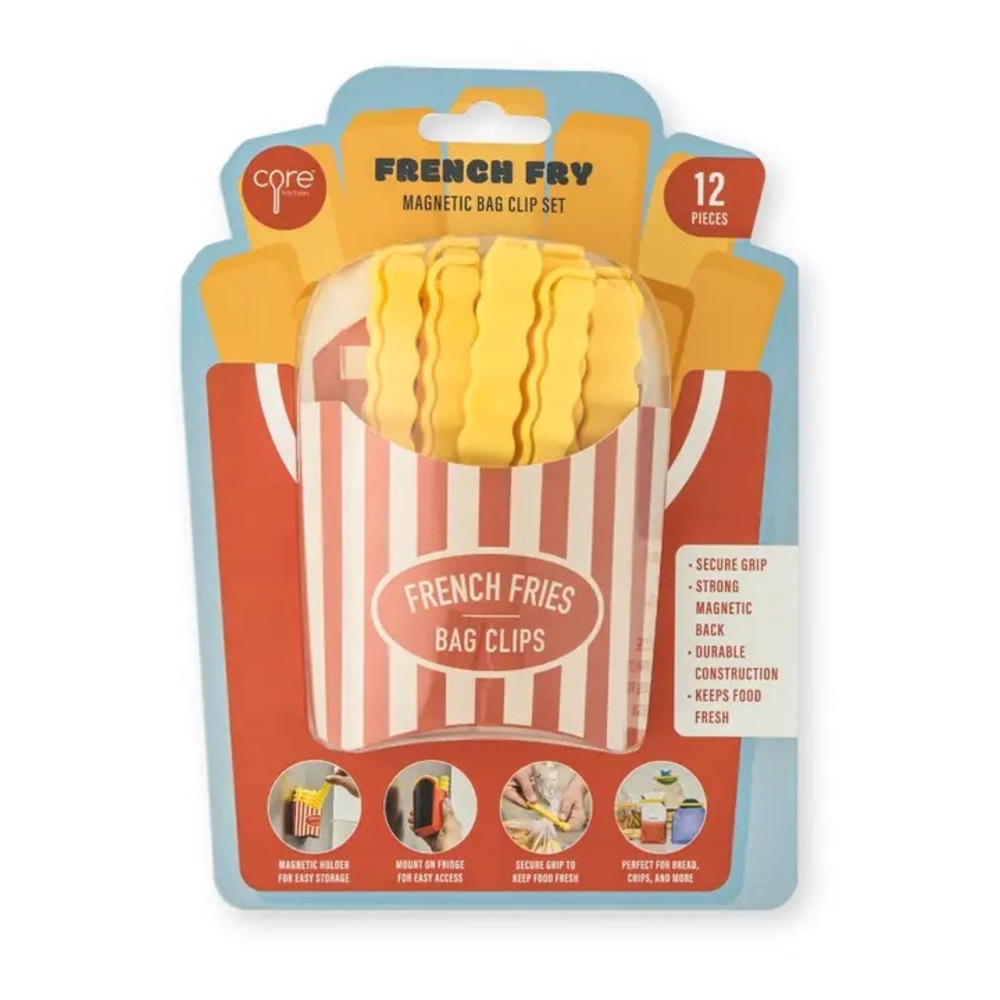 French Fry Magnetic Bag Clip Set - 12 Pieces